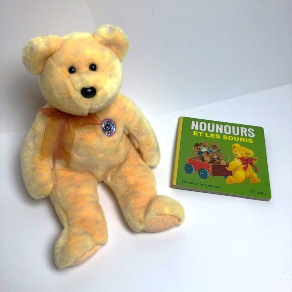 Vintage Beanie Buddy TY inc Plush “Sunny the Bear” 2001 Tie-Dye Sparkly Bow Y2K - Picture 5 of 5